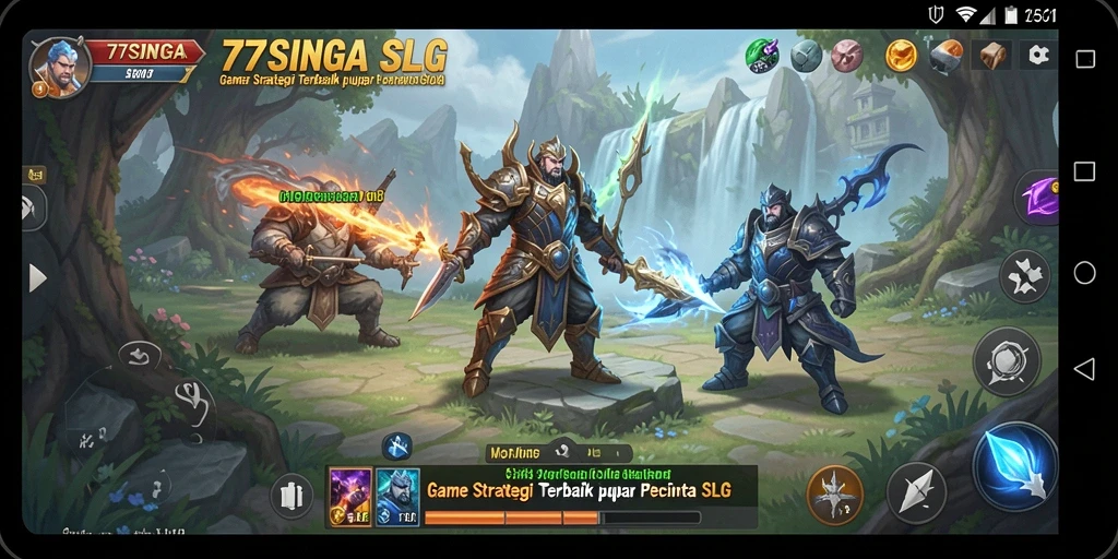 Tangkapan layar gameplay 77SINGA menampilkan strategi pertempuran yang mendebarkan.