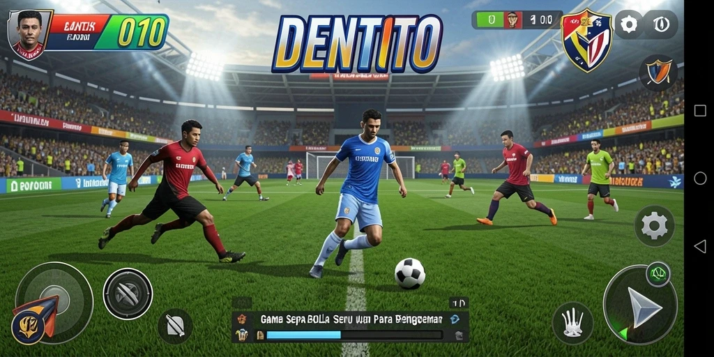 Tampilan DENTOTO menampilkan aksi seru permainan sepak bola.
