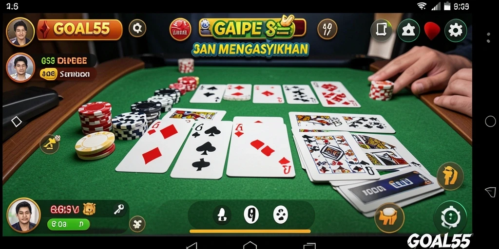 Tampilan gameplay Gaple yang seru dan interaktif di GOAL55.