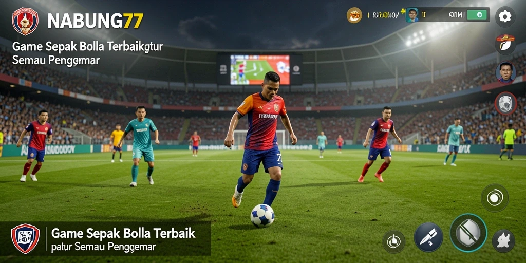 Gameplay seru NABUNG77 dengan aksi sepak bola mendebarkan.