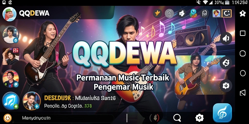 Tampilan gameplay QQDEWA menarik dan penuh warna dengan suasana musik.