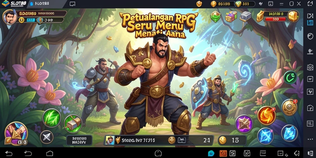 Tangkapan layar gameplay SLOT88 menampilkan karakter dalam pertempuran epik.