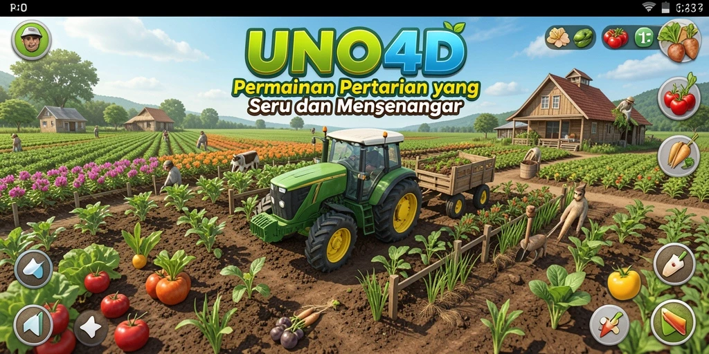 Tangkapan layar utama UNO4D menampilkan petualangan bertani yang menarik.