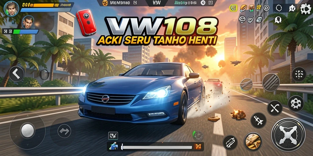 Screenshot VW108 menampilkan aksi seru karakter melawan musuh dalam gameplay yang dinamis.